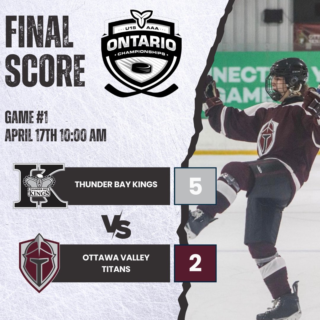 Thunder Bay Kings take game 1 of the Championships 5-2 over the host Ottawa Valley Titans! @HNOHockey | @heoaaaleague