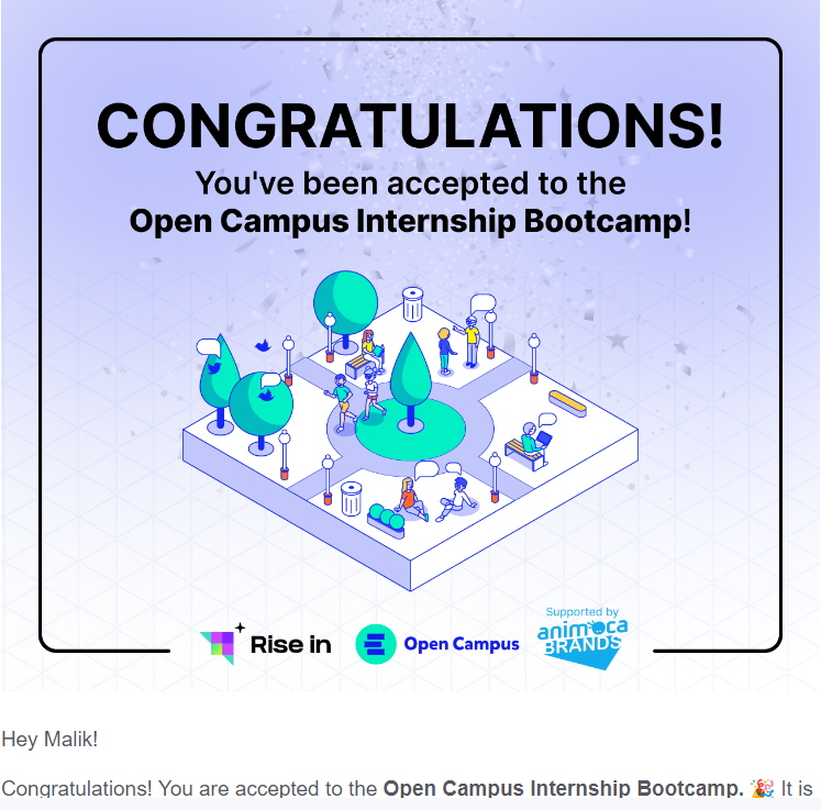 zaif4huzaifa's tweet photo. Just got accepted to the Open Campus Internship Bootcamp with @riseinweb3 & @opencampus_xyz! Feeling grateful and excited for the journey ahead! 🙌#BootcampReady https://t.co/KIJCuFPjlx