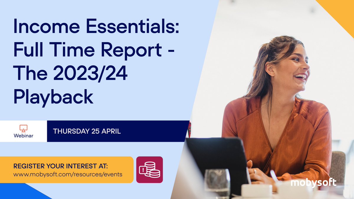 🚨 Join our 'Full Time Report – The 2023/24 Playback' webinar in which we'll evaluate income collection performance with expert insights.
 
📅 Thursday, 25 April
🕒 10:00 am - 12:00 pm

Register your interest today! 

mobysoft.com/resources/even…

#Webinar #IncomeCollection