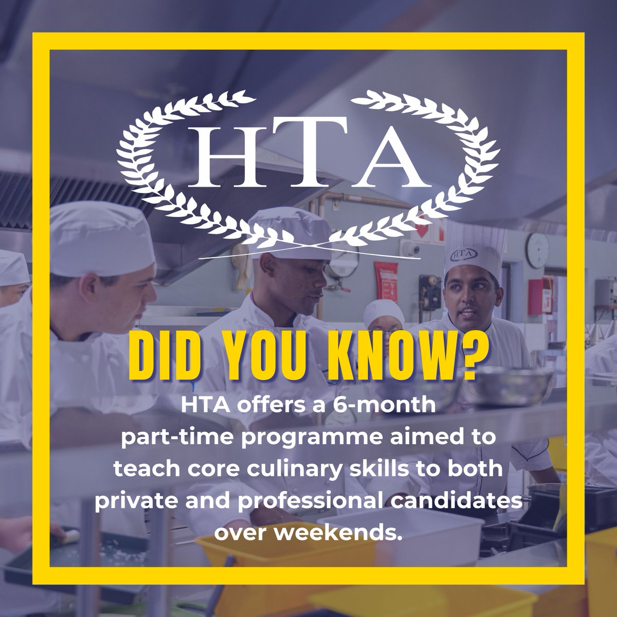 HTA offers a 6-month part-time programme aimed to teach the core culinary skills to both private and professional candidates over weekends.
For information please contact:
E: enrol@htatrain.co.za
T: 011 285 0937/16
Web: htachefschool.co.za
Start date: 22 June 2024
