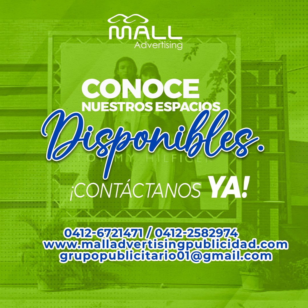 AdvertisingMall's tweet photo. Conoce nuestros espacios disponibles en todos los Centro Sambil del pais.
¡CONTÁCTANOS YA!
0412-672.14.71
0412-258.29.74
https://t.co/f5dipWVws7
grupopublicitario01@gmail.com https://t.co/r3PWSmvD6e