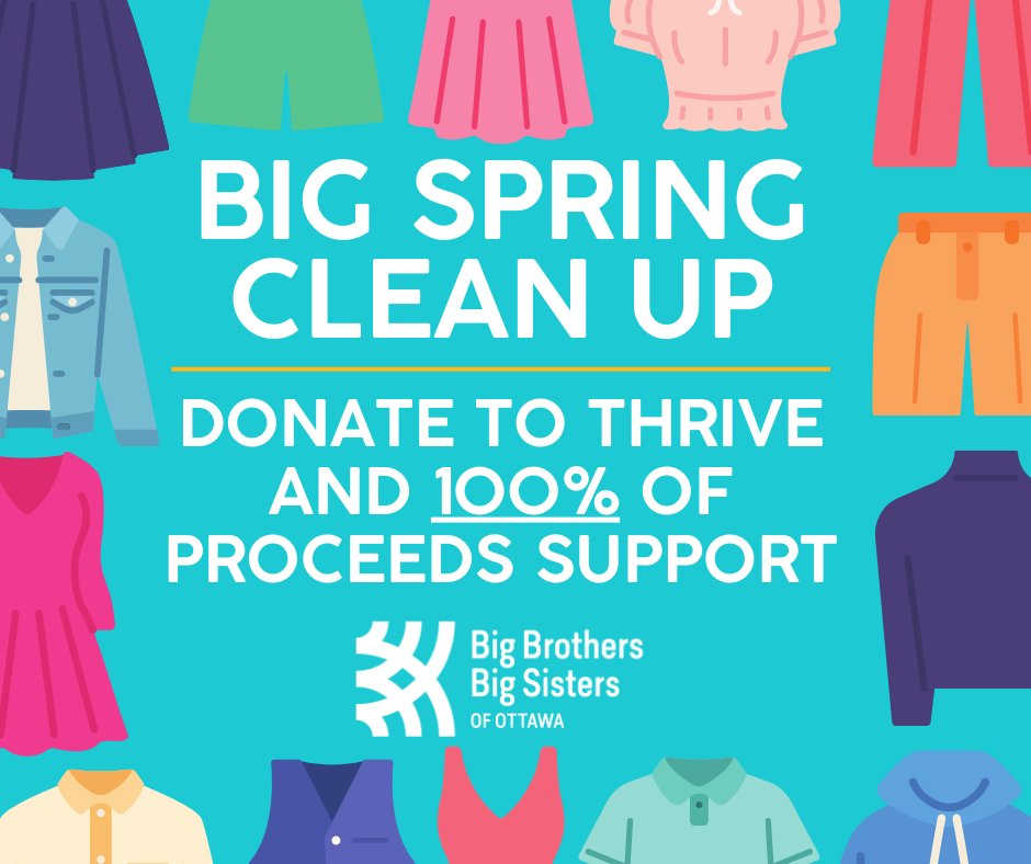 Donate today!🎆Please RT! Bring gently used clothing & housewares to @ThriveThrift85 & support local youth. 💙100% of the proceeds go to @BBBSO youth mentorship programs! Locate one of our donation bins bbbso.ca/clothes-for-ki… Or contact Hope Wood (hope.wood@bbbso.ca).