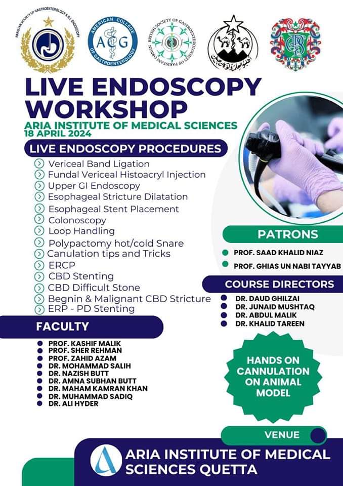 DrNazishbutt's tweet photo. #PakistanSocietyofGastroenterology #Endoscopyworkshop Mark the date 18th April 2024 https://t.co/cBeB6eYo0Z