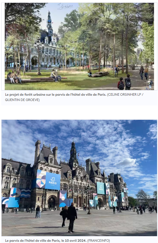 Paris 2024 : où en est la promesse de végétalisation de lieux emblématiques de la capitale pour les JO ? Les forêts urbaines de l'hôtel de ville et de la place du colonel-Fabien ne seront pas prêtes. francetvinfo.fr/les-jeux-olymp…