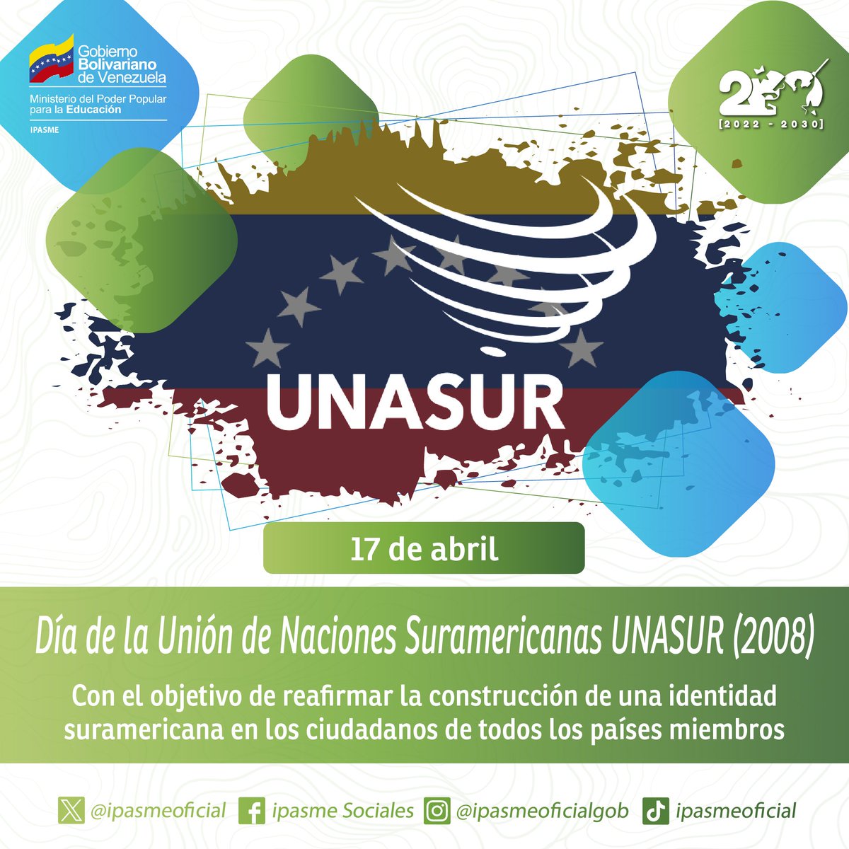 📅 #Efemérides || En la primera Cumbre Energética Suramericana realizada en Venezuela, se decidió que la iniciativa de alianza por la paz, la estabilidad y el desarrollo de la región se denominara Unión de Naciones Suramericanas (UNASUR). #BidenLevantaElBloqueoYa @NicolasMaduro