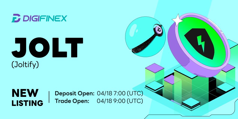🆕 Spot New Listing $JOLT 
#DigiFinex is excited to announce the listing of $JOLT by <a href="/joltify_finance/">Joltify</a>！  

⏰Deposit opens: Apr. 18th 2024 7:00(UTC)
💰Trading starts: Apr. 18th 2024 9:00(UTC)

Trading Link: tinyurl.com/22b8hse6
Listing info: tinyurl.com/2p83ta7c