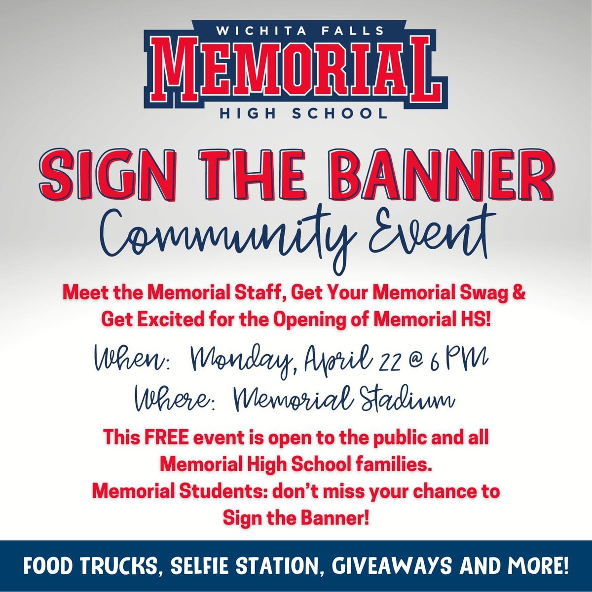 WFMaverickVB's tweet photo. ‼️ MAVS NATION ‼️
Join us in celebrating the upcoming opening of Memorial High School, and get your hands on some gear to show your support for Maverick Volleyball!

📅 Monday, April 22nd
🕕 6:00 p.m. 
📍 Memorial Stadium

You won't want to miss this!
#MavsOnTop https://t.co/XNbr8V78hd