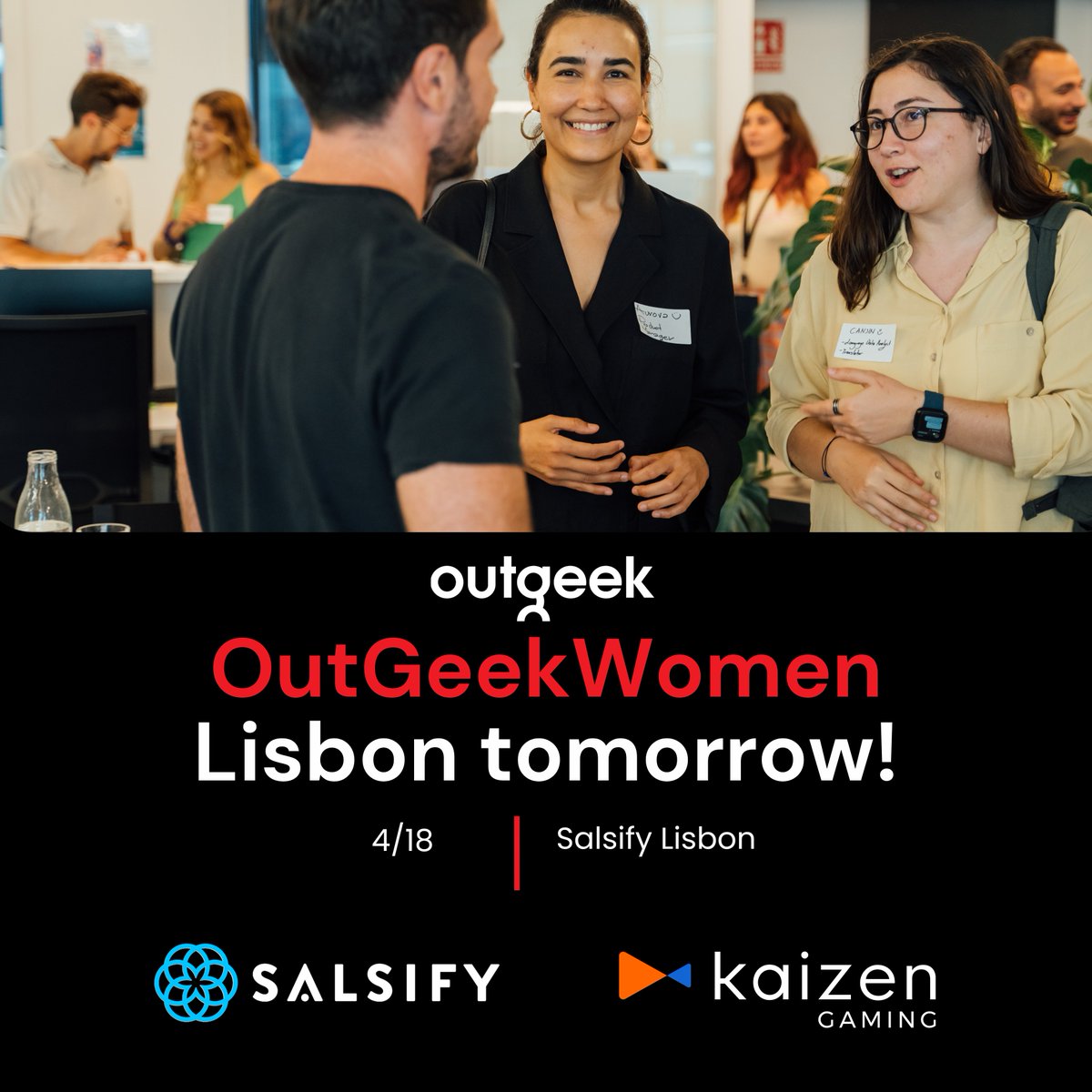 Tomorrow in #Lisbon, get ready for a friendly showdown between two newcomers to the Lisbon tech scene: @Salsify  and Kaizen Gaming!

#kaizengaming #salsify #womenintech #outgeekwomen