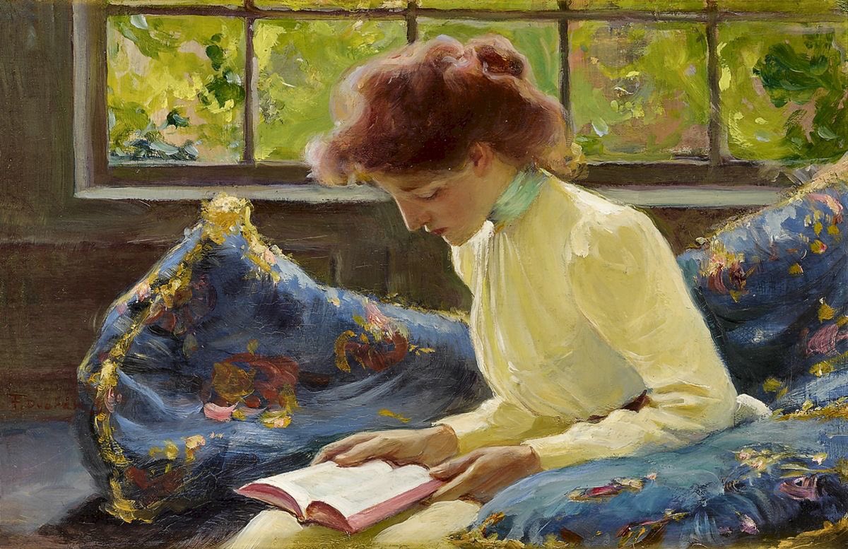 What a lovely sight this is ‘Woman Reading by a Window’ Franz Dvorak (1862-1927; Austrian painter. Clear as a bell. Beautiful