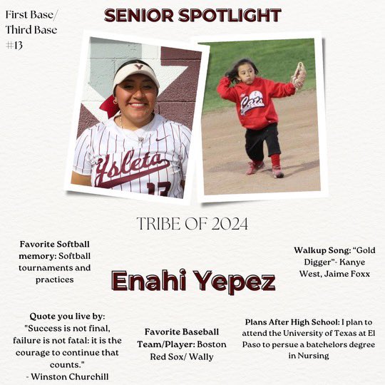 Senior night is this Friday!!! Our fifth senior spotlight is @EnahiYepez ❤️