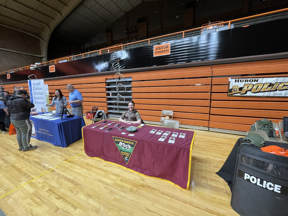 Huron Troopers are currently at a career fair at the Huron Arena. Come visit to learn more about a career with the South Dakota Highway Patrol.