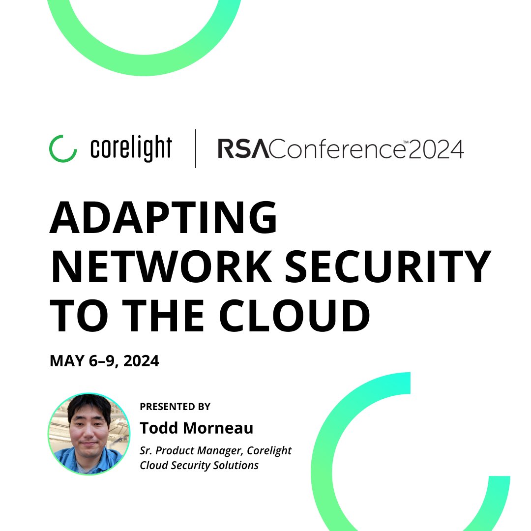 Interested in cloud security and heading to #RSAC? Join Corelight's Senior Product Manager, Todd Morneau, as he leads a session on adapting network security for the cloud. Gain insights into enhancing visibility, simplifying hybrid environments, strengthening cloud defenses, and