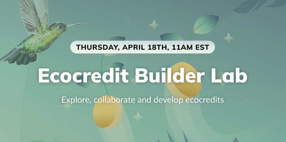 ⚒️Ecocredit Builder Lab⚒️*- Session 2 - Tomorrow* Join us on 04/18 at 11 AM EST for an engaging session designed to support ecocredit development. Discover how to create profiles and projects on the Regen app, bring your questions and updates, and collaborate on ecocredit…