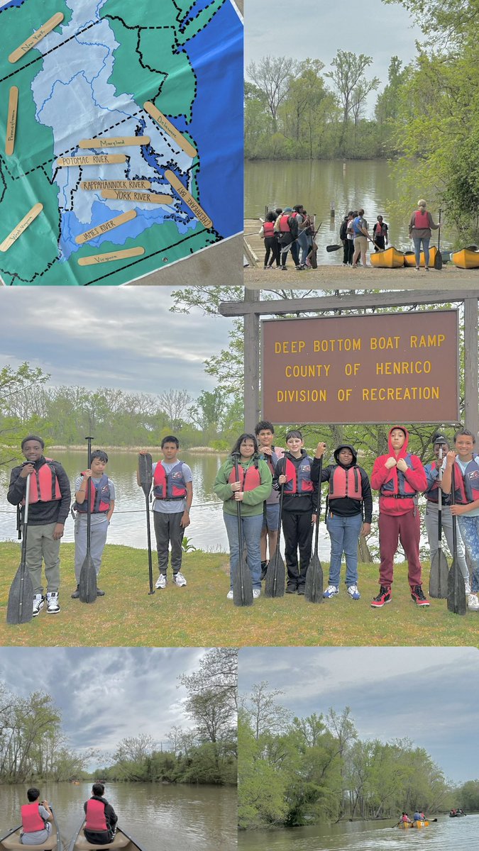 Exploring science firsthand! 🚣‍♀️ Our 6th grade science teachers and students embarked on a canoe trip sponsored by the James River Association. What a beautiful day for hands-on learning in nature! 🌿 #ScienceAdventure #OutdoorEducation