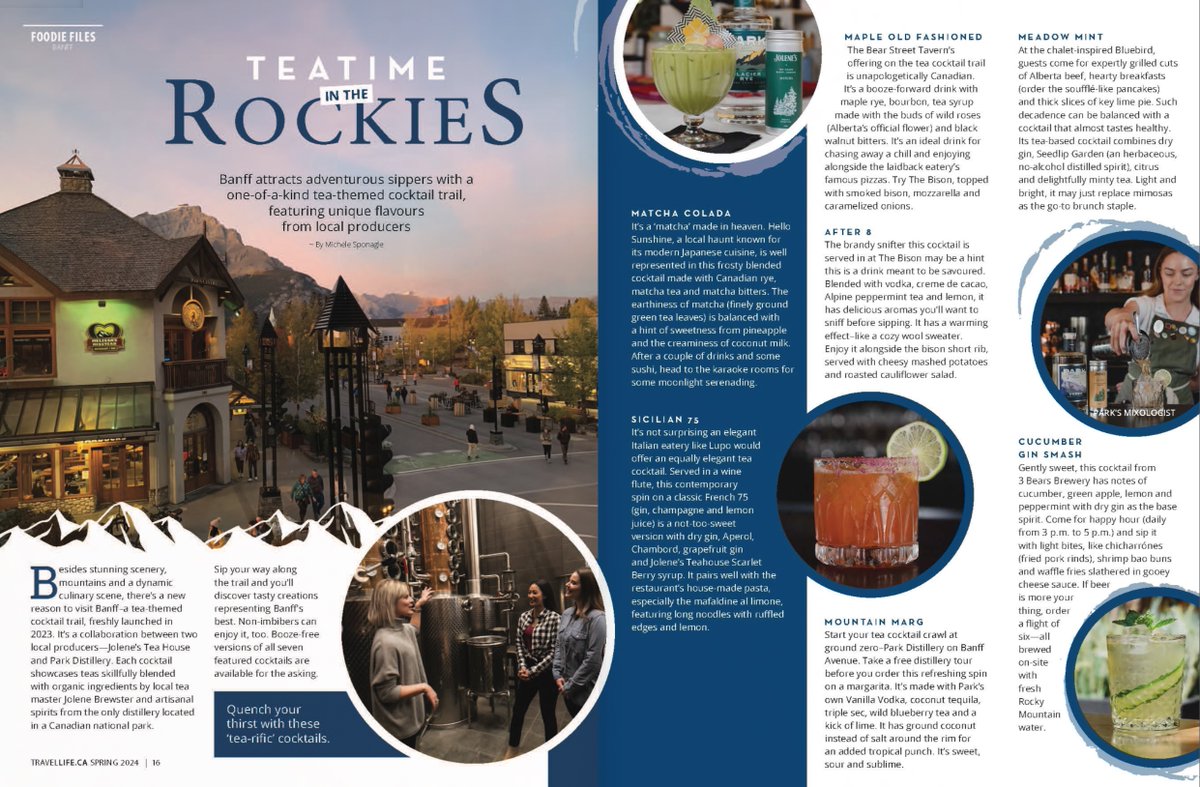 I came, I sipped, I conquered. Read all about my exploration of the new Banff Tea Cocktail Tour in the spring issue of TravelLife magazine. @TravelLifeMag  #banff #alberta 

Read all about it here: lnkd.in/d4Fc2T39
