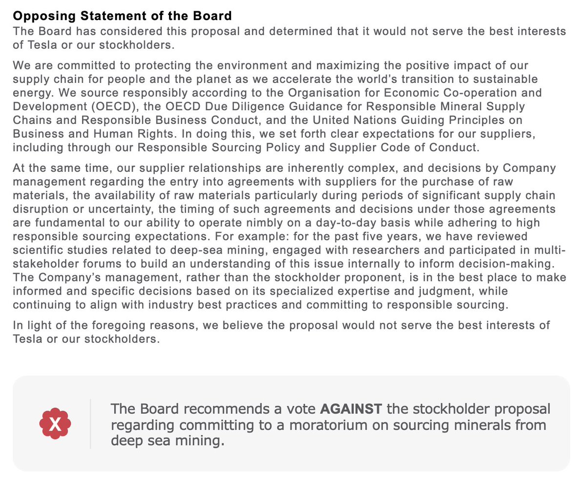 Good to see the world’s largest #EV company making evidence-based decisions vs. bowing to activist pressure. All projects - whether on land or on the deep-seafloor - must be judged on merit and I am confident nodules will outperform. sec.gov/Archives/edgar… $TMC