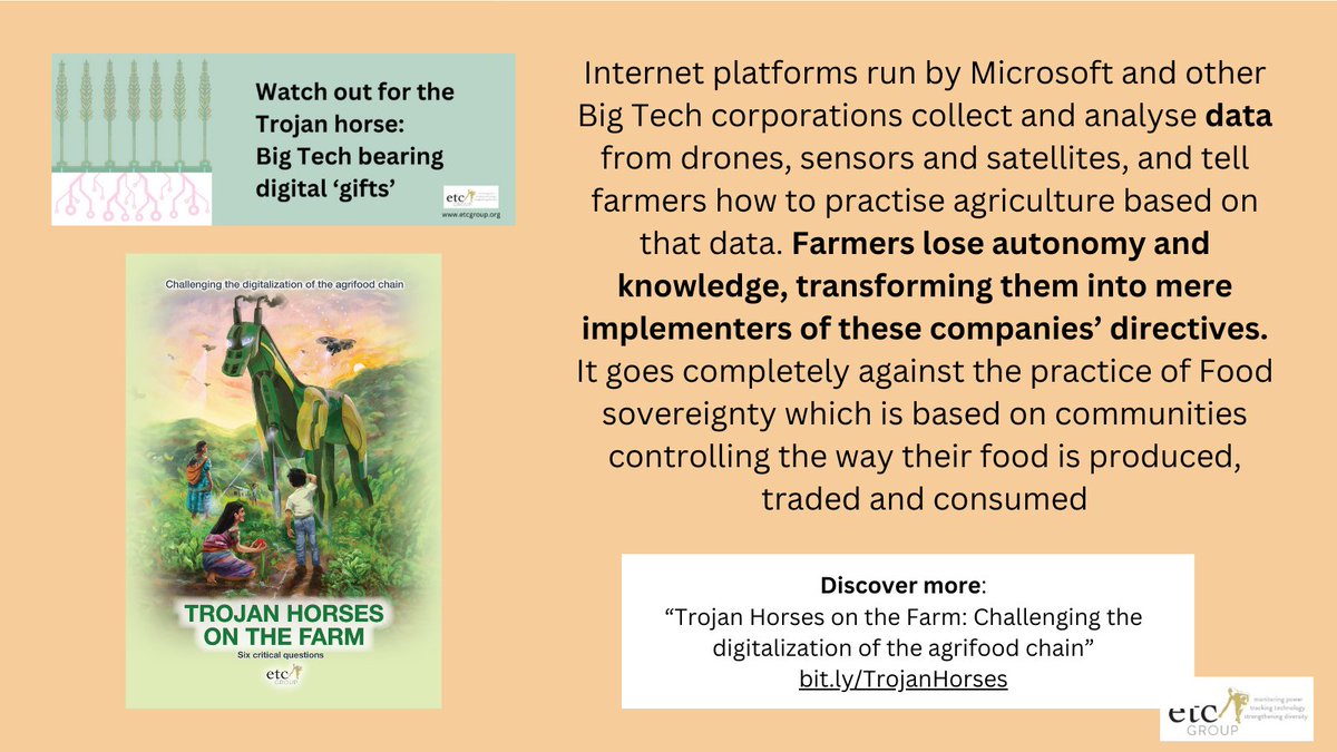 ⚠️Drones, sensors and big data put Food Sovereignty under threat. Farmers reclaim their autonomy on #17April: International Day of Peasant’s Struggles 💥Read our new publication: Trojan Horses on the Farm: Challenging the digitalization of the agrifood bit.ly/TrojanHorses