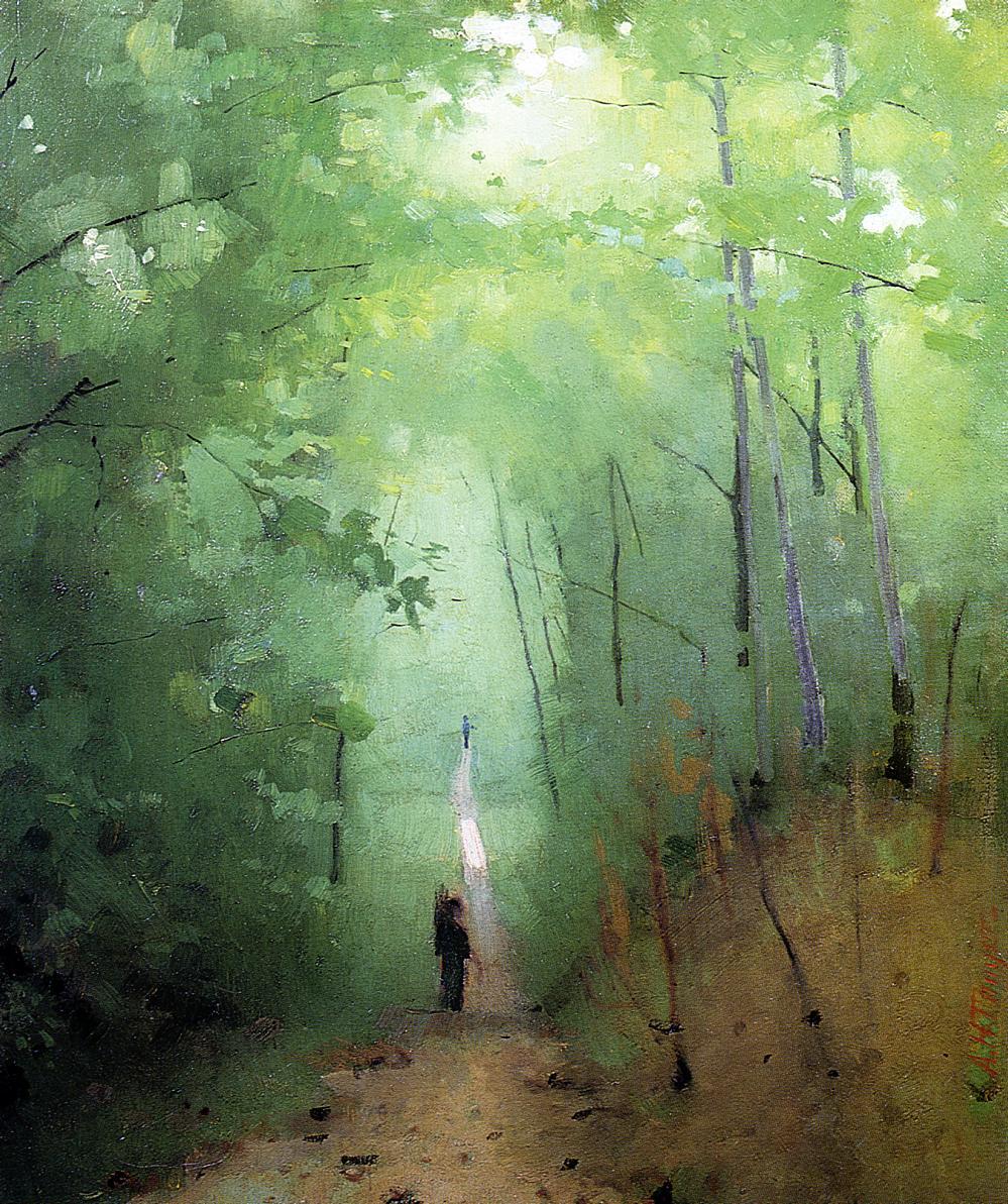 'Landscape at Fontainebleau Forest' (1876) by Abbott Handerson Thayer