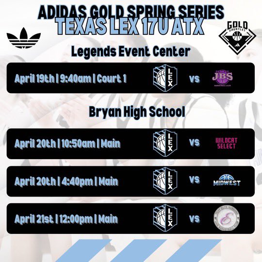 Coaches‼️

⬇️ Our 17U 3SG roster 

<a href="/Kirsten_rose22/">Kirsten Hartmann</a> 
<a href="/EmmaWinans23/">Emma Winans</a>
<a href="/J_Aguilar2025/">Justine Aguilar</a> 
<a href="/giamitchell2025/">Gianna Mitchell</a> 
<a href="/PaytonRich01/">Payton Richards</a> 
<a href="/BourlandSayler/">Sayler Bourland</a> 
<a href="/azariahlove1/">Azariah (Azzey) Fennell</a> 
<a href="/KatFord2025/">Kat Ford</a> 
<a href="/BrookeFullerTX/">Brooke Fuller</a> 
<a href="/LaylaTovar25/">Layla Tovar</a>

⬇️ Our April live period schedule 

📍 Bryan, TX 

#AdidasGirls /// #AdidasBasketball