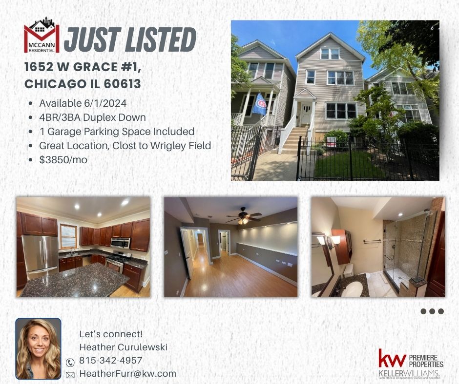 #propertyoftheweek
Make this your new address today!
📍1652 W Grace #1, Chicago IL 60613

#justlisted #mccannresidential #kellerwilliamspremiereproperties #propertyhighlight #tenant #forrent