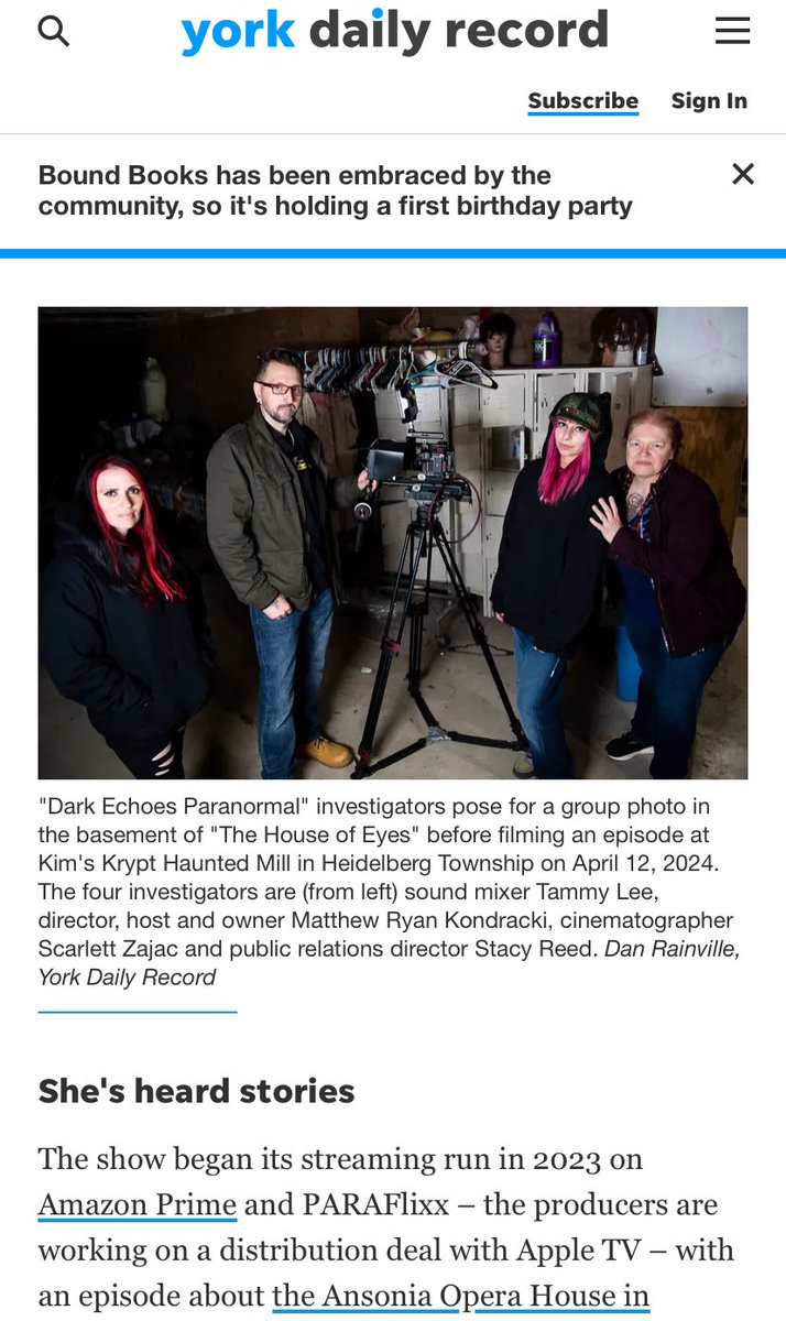 📣: Amazing! Congratulations Dark Echoes Paranormal ! #paraflixxpress ydr.com/story/news/202… Thank you York Daily Record! #Supernatural #Press
