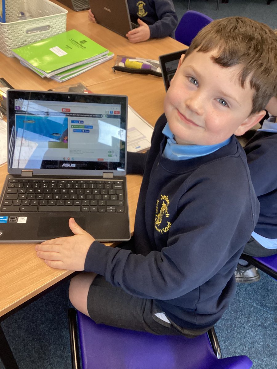 ComberbachMrsSW's tweet photo. Lots of fun coding today in our #ComberbachComputing lesson. Ask us all about commands, events and algorithms. We can even debug! Great work 👏 @ComberbachMissM @ComberbachMrDN @purpleMash https://t.co/NzbZRCJ4Is