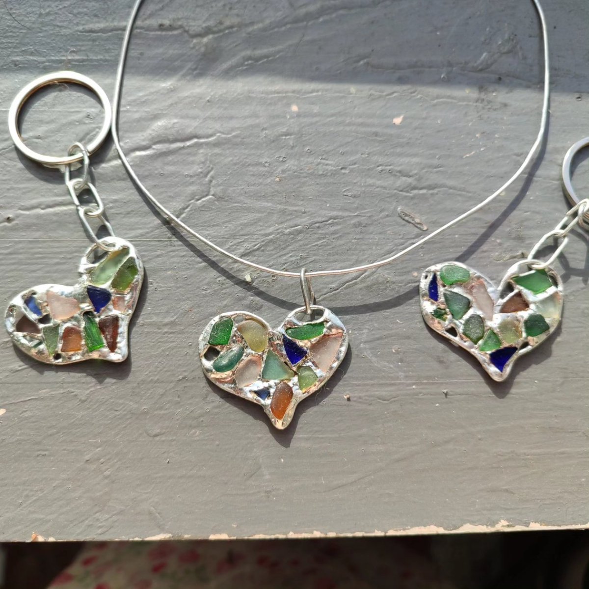 Now available as necklace too 💖 #SeaStainedGlass #stainedglass #glassart #stainedglassart #handmade #seaglassart #art #seaglassjewelry #seaglass #trashtotreasure #recycledart #trashart #seaglassaddict #recycle #upcycled #heart
