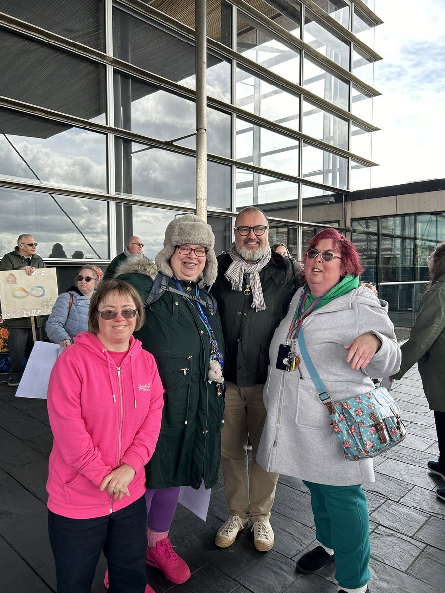 We were pleased to support today’s #HomesnotHospitals protest at the Senedd. People with a learning disability and/or autism should be offered appropriate support in their communities. #StolenLives