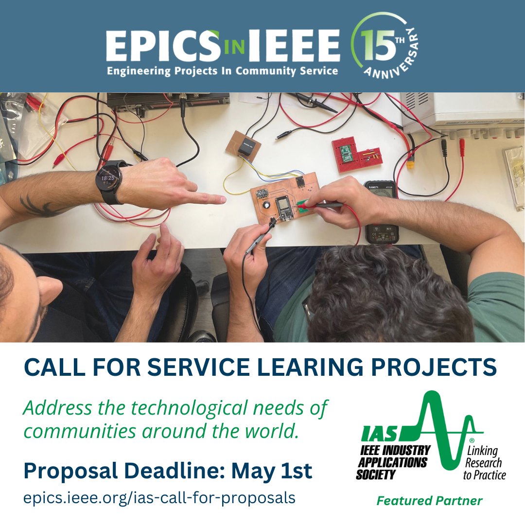 Call for Service-Learning Projects that benefit humanity! Students, faculty, and professionals have the opportunity to address the technological needs of communities through service-learning projects. The proposal deadline is 1 May, 2024. Learn more: bit.ly/48ONAlN