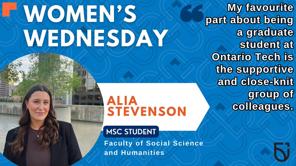 Alia Stevenson is an MSc student in @OT_FSSH. She is currently working on a project with the John Howard Society of Durham investigating barriers and facilitators to reintegration. Read more: inclusive.ontariotechu.ca/women-in-resea… #WomensWednesday #WomenOfOntarioTech