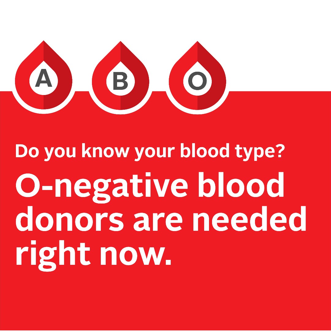 In emergency situations, when there's no time to confirm a patient's blood type, O-negative blood can mean the difference between life and death. If you have O-negative blood and can donate, please book your appointment now at ow.ly/F8Vr50Rig4K