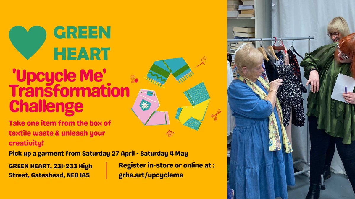 Take one item from the box of textile waste and UNLEASH YOUR CREATIVITY 💚 Calling all sewing enthusiasts in Tyne and Wear, this is your chance to enter our brand new sewing challenge - the GREEN HEART 'Upcycle Me' Transformation Challenge. #gateshead