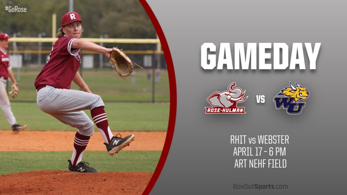 ⚾: The Fightin' Engineers return home TONIGHT for a non-conference showdown with the Webster Gorloks! #GoRose 📍: Art Nehf Field ⏰: 6 PM 📺: RHIT.tv 📊: bit.ly/482Bm9d 📄: bit.ly/42JZYkM