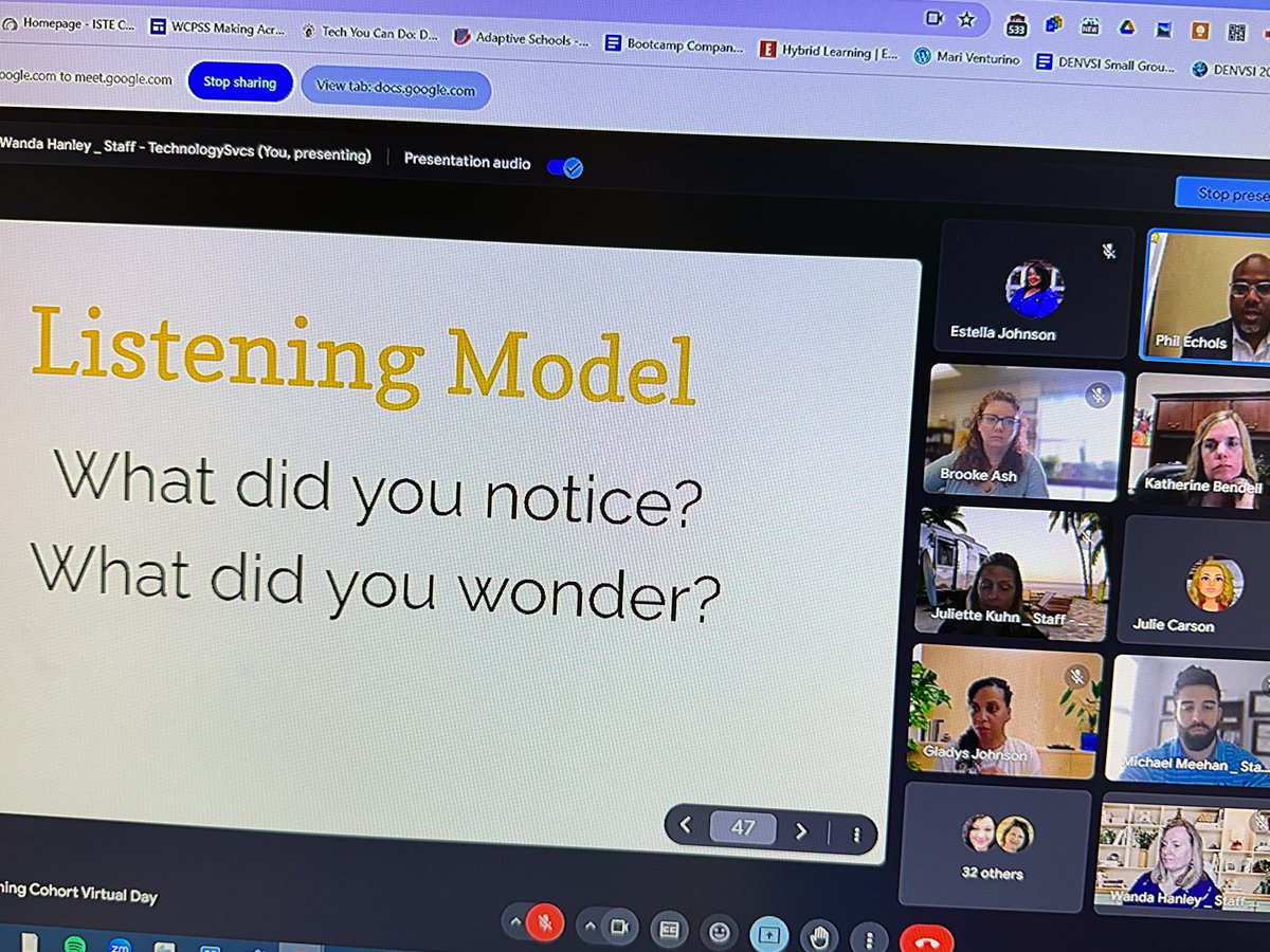 Even Virtually we are Rocking our Learning @dpidtl #NCCoachingCohort Thank you to @PhilEchols for guiding us in our listening journey! @Vir2ousDove and I are grateful for your time🙌🏻 @aplusedtech @wcpssdll @WCPSSProfLearn