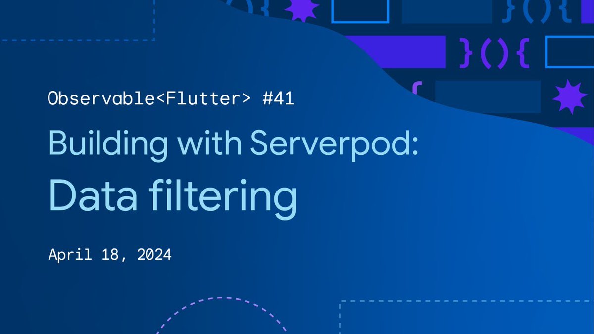 Fun with <a href="/ServerpodDev/">Serverpod 🚀</a> continues! 😃

Watch as <a href="/craig_labenz/">Craig Labenz 💙💛🥥🌴</a> builds a streamlined way to pass query filters between the client and server. 

🔴 Tune into the latest #ObservableFlutter tomorrow at 9am PT. → goo.gle/3vJg2HG