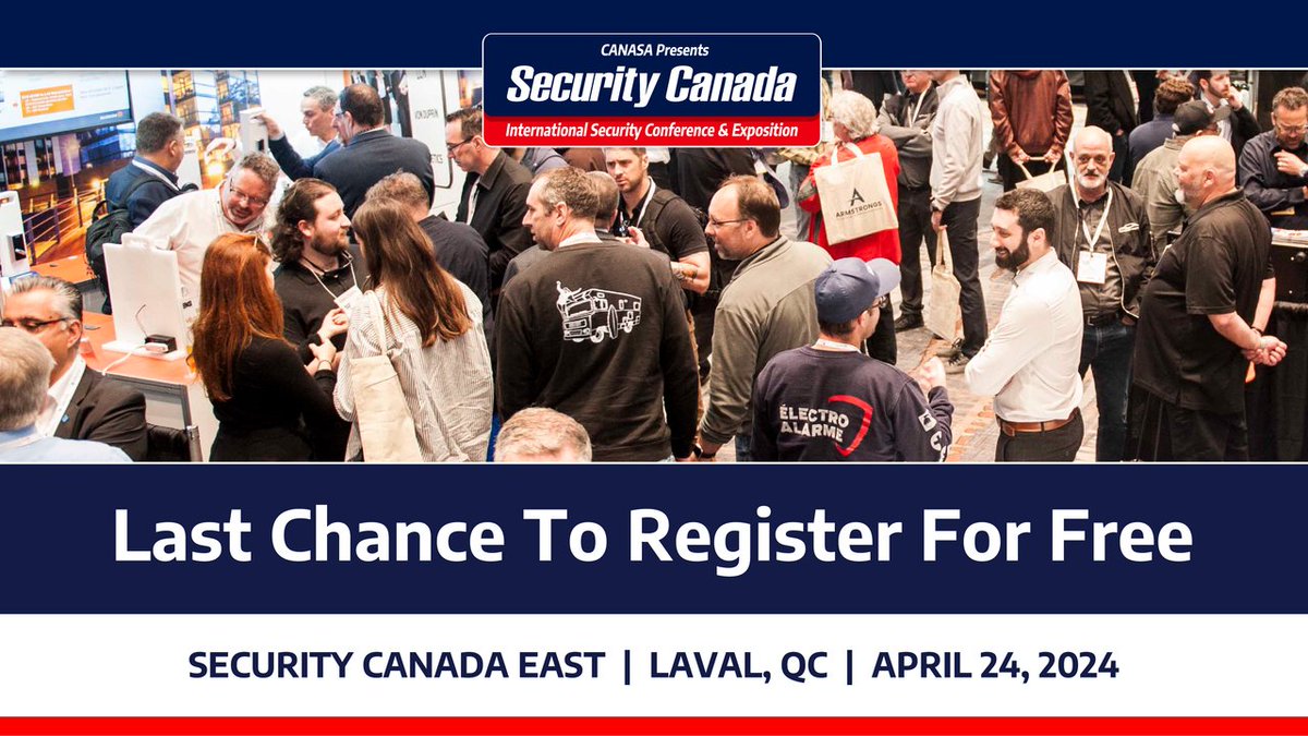 The countdown to #SecurityCanada East is on and today is your last chance to register for free! Don't miss your chance to network with top professionals & discover the latest industry trends. This event is open to all security professionals — register now: bit.ly/3wHRkre