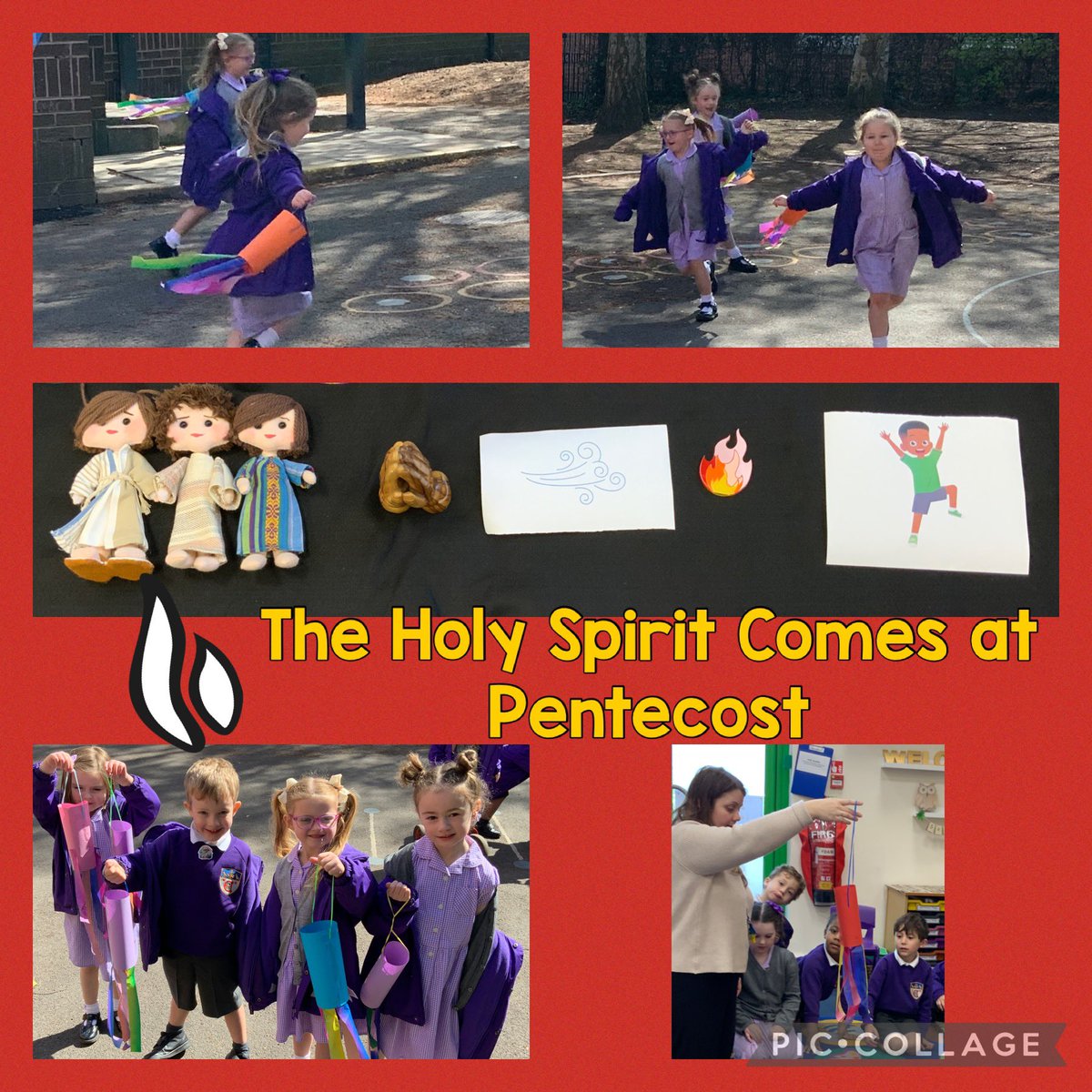 Reception have focused on Acts 2: 1-4 this week and learned how the Holy Spirit looks after us and is our friend. They made wind socks as symbol of God’s power and love. #RunnymedeReception #RunnymedeRe