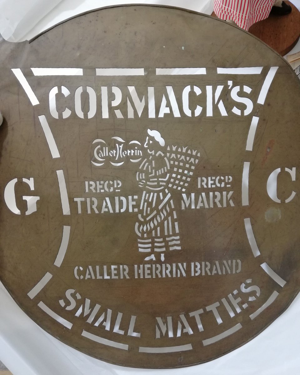 This metal stencil was used to mark barrels of herring. Herring was packed in barrels with salt to preserve them, and the barrels were then sealed and marked with the details of their contents. Cormack's was a curing yard established in Pulteneytown, Wick, in the late 1800s.