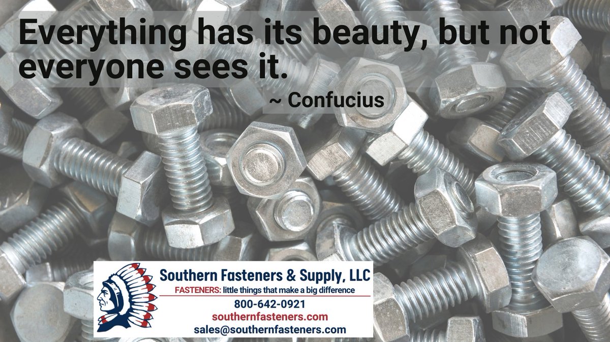 We gotta admit - we find beauty in all things fastener related. And we'll be glad to share that beauty with you. Contact us today to let us FASTENate you! #southernfasteners #fasteners #nutsandbolts #eyeofthebeholder #WordsofWisdomWednesday #distributor