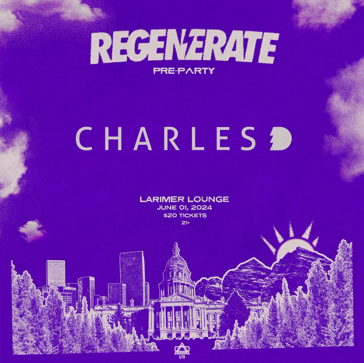 We’re kicking off the Regenerate festivities with a special pre-party featuring Drumcode’s Charles D 🍾 Come get the party started at Larimer Lounge on June 1. Tickets on sale now 🔒

128productions.com