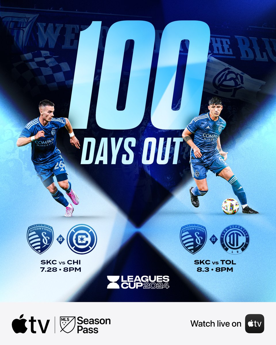 The countdown is on ⏳ 💯 days out from @LeaguesCup! Prepare for the excitement with our Match Hub: sportingkc.com/leaguescup/ Watch every #LeaguesCup2024 match live with #MLSSeasonPass on @AppleTV.