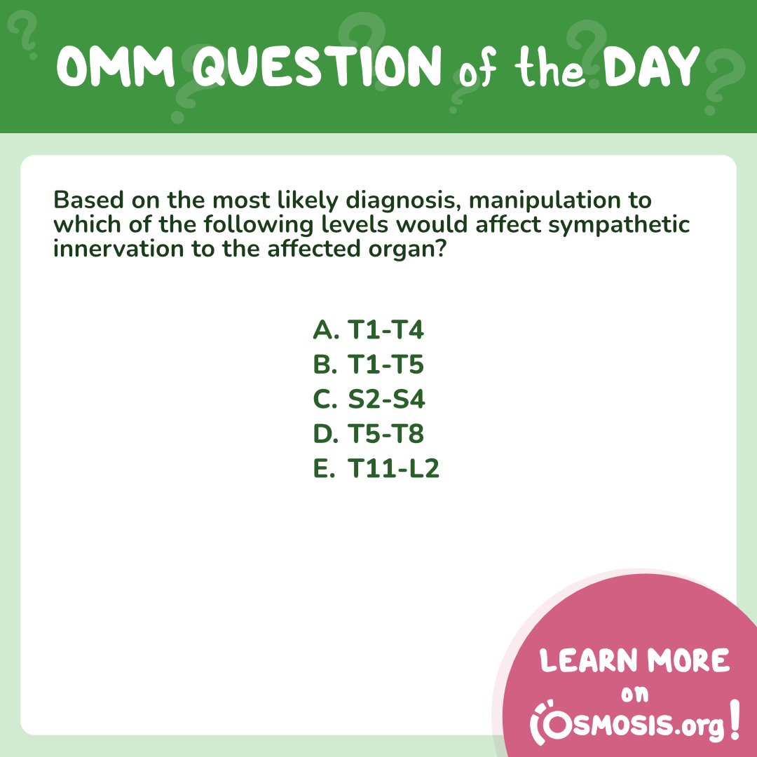 OsmosisMed's tweet image. Here&apos;s a #COMLEX-USA® Level 1-style practice question to celebrate #NOMWeek! Today&apos;s question revolves around an 85-year-old man complaining of the need to urinate over 5x/night for the past month.

Comment your answer &amp;amp; check it here: osms.it/qotd-comlex-en…