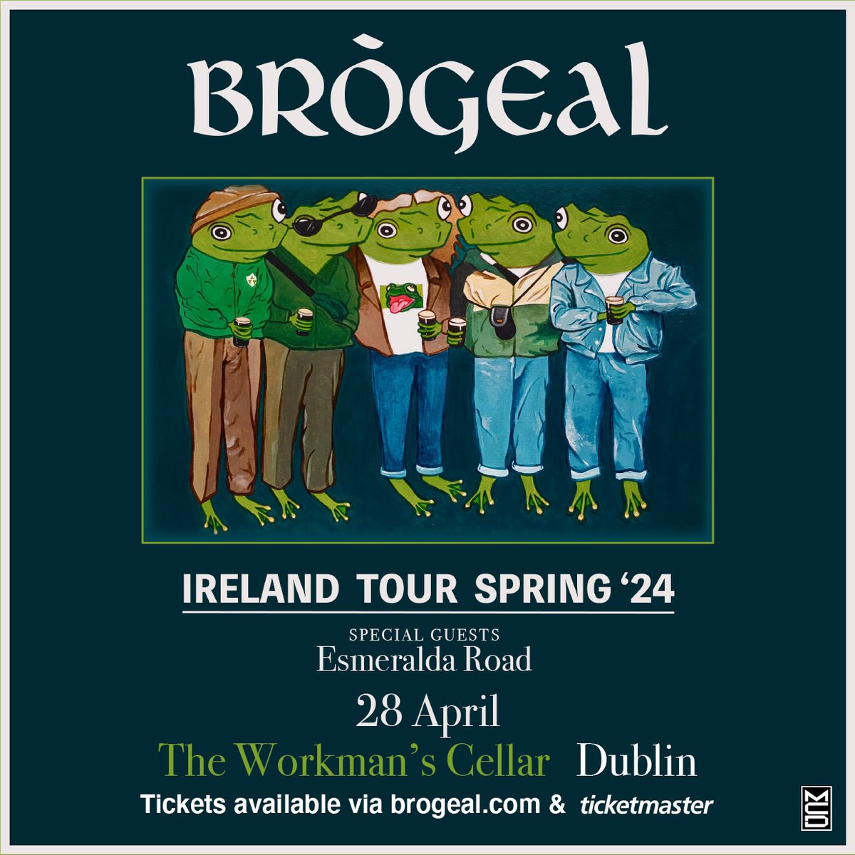 @brogealband have announced support for thier Irish Spring Tour✨ Esmeralda Road will be joining the band at Workman's Cellar, Dublin on April 28th🐸 BOOK NOW: bit.ly/brogeal-tm