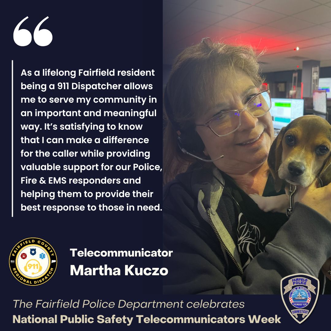 Time to recognize Telecommunicator Martha Kuczo as part of National Public Safety Telecommunicators Week! Join us in celebrating the dedication of our telecommunicators and their commitment to keeping our community safe! 💙 #NPSTW2024