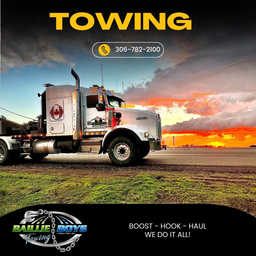 🔗🌟 Baillie Boys Towing: More Than a Tow, It's a Promise! 🚛💙

#BaillieBoysTowing #TowWithPromise #ParklandTowing #YorktonTowing #towing #towingservice #towingandrecovery #towingcompany #towingyorkton #towingnearme #flatdeckhauling #roadsideassistance #24hourtowing