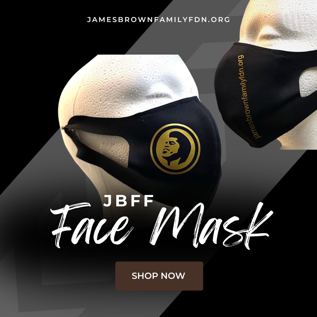 🌟 The James Brown Face Mask is here again! Get yours now at jamesbrownfamilyfdn.org #JamesBrown #JBFaceMask