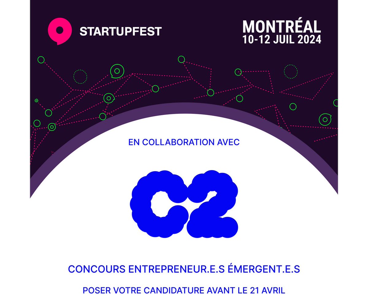 startupfest's tweet photo. ⏰ Less than 1 week left to apply for @C2montreal 's Emerging Entrepreneurs Contest! Join Quebec's top startups at #C2MTL & #Startupfest. Apply by April 21 for networking, mentorship, and funding opportunities: https://t.co/Rq4UjfEIH2 #CDNtech #Quebectech #QuebecStartups https://t.co/iyUw3GUnWp