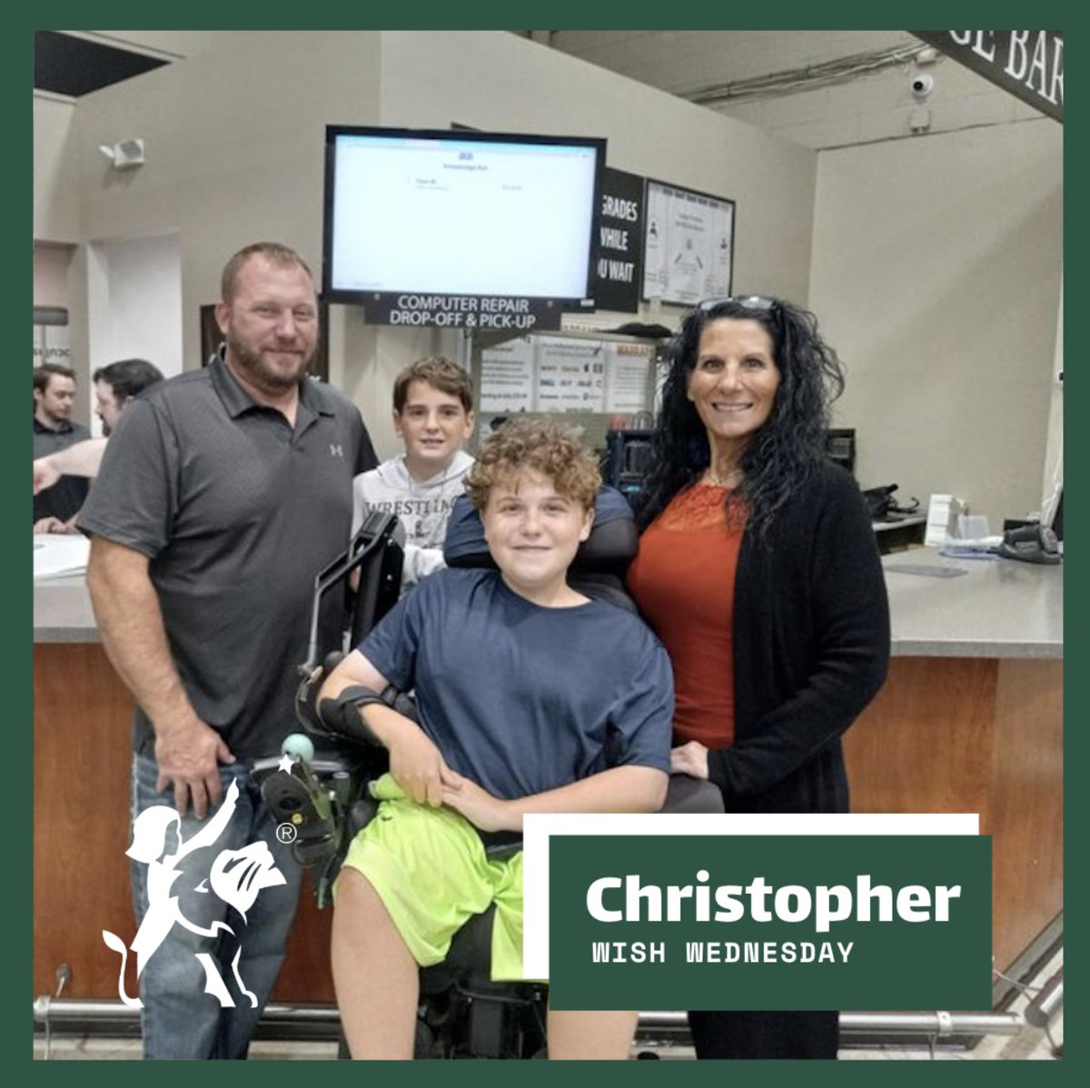 Christopher's wish was granted for his own gaming computer. The wish was granted through our Long Island Chapter and with the help of Micro Center of Westbury. Christopher got to add the finishing touches. #WishWednesday @Microcenter Help Grant a Wish: martylyonsfoundation.org/donate-today