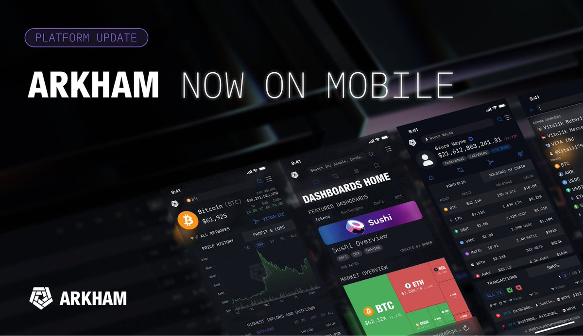 ARKHAM IS NOW ON MOBILE

You can now check the chain from the palm of your hand.

All Arkham features are now optimized for mobile browser viewing.
