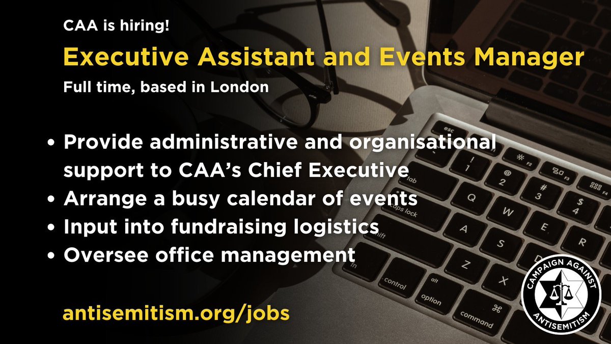 We’re hiring an Executive Assistant and Events Manager, a full-time role based in our office in London. For more information and to apply, please visit antisemitism.org/jobs.